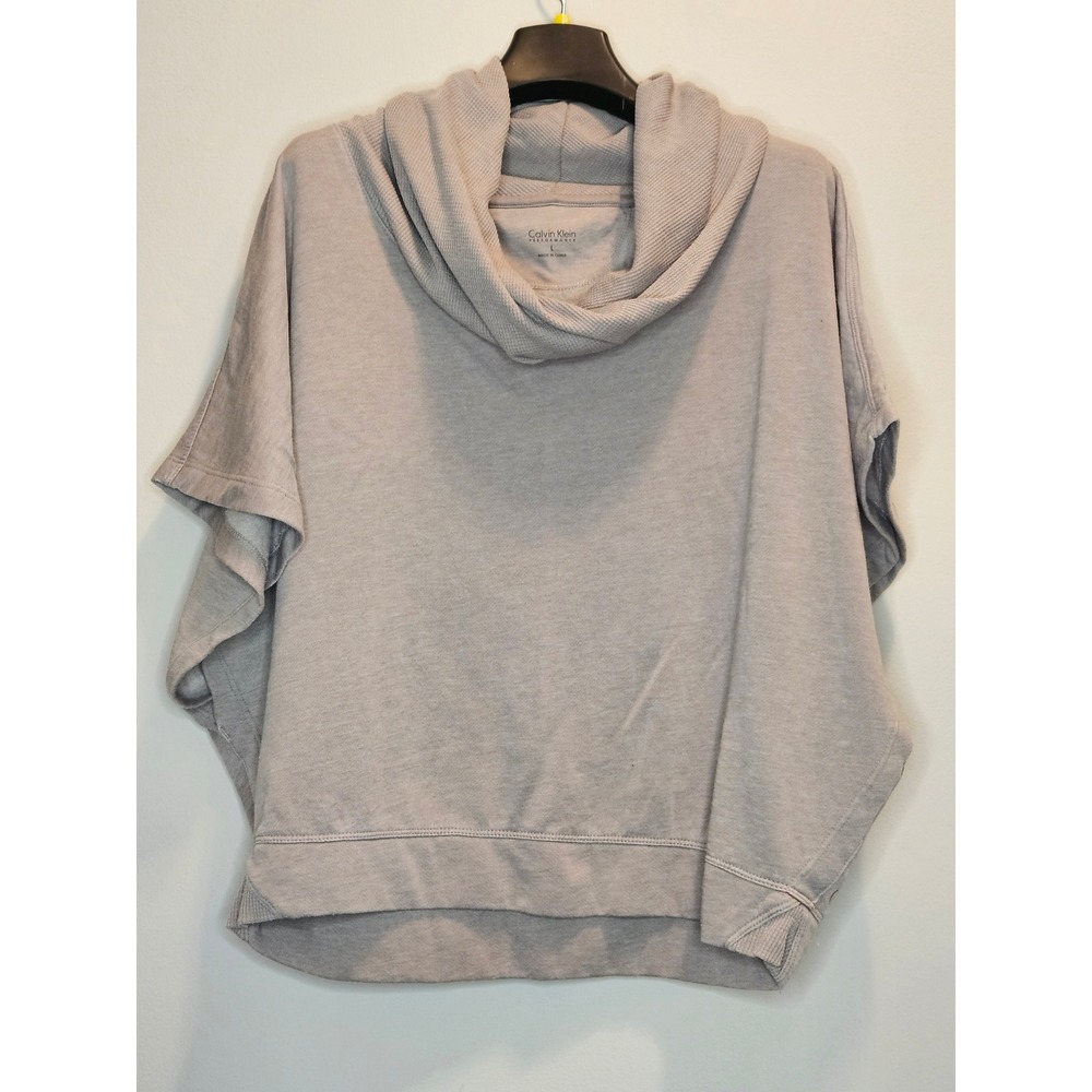Calvin Klein Performance Cowl Neck Poncho Sweatshirt Gray Batwing size Large